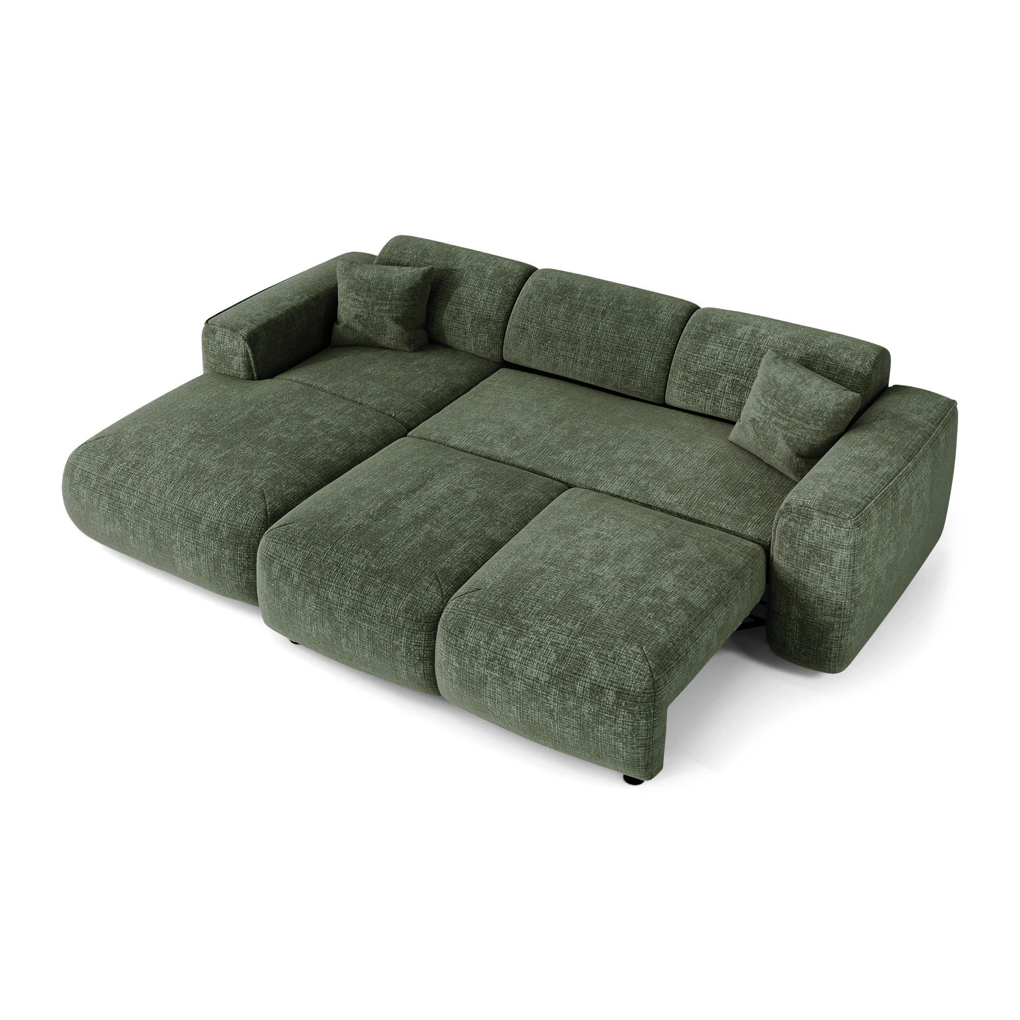 ECKSCHLAFSOFA Geprägter Samt Smaragdgrün 283cm - Smaragdgrün, Textil (283/180cm) - Sia Home