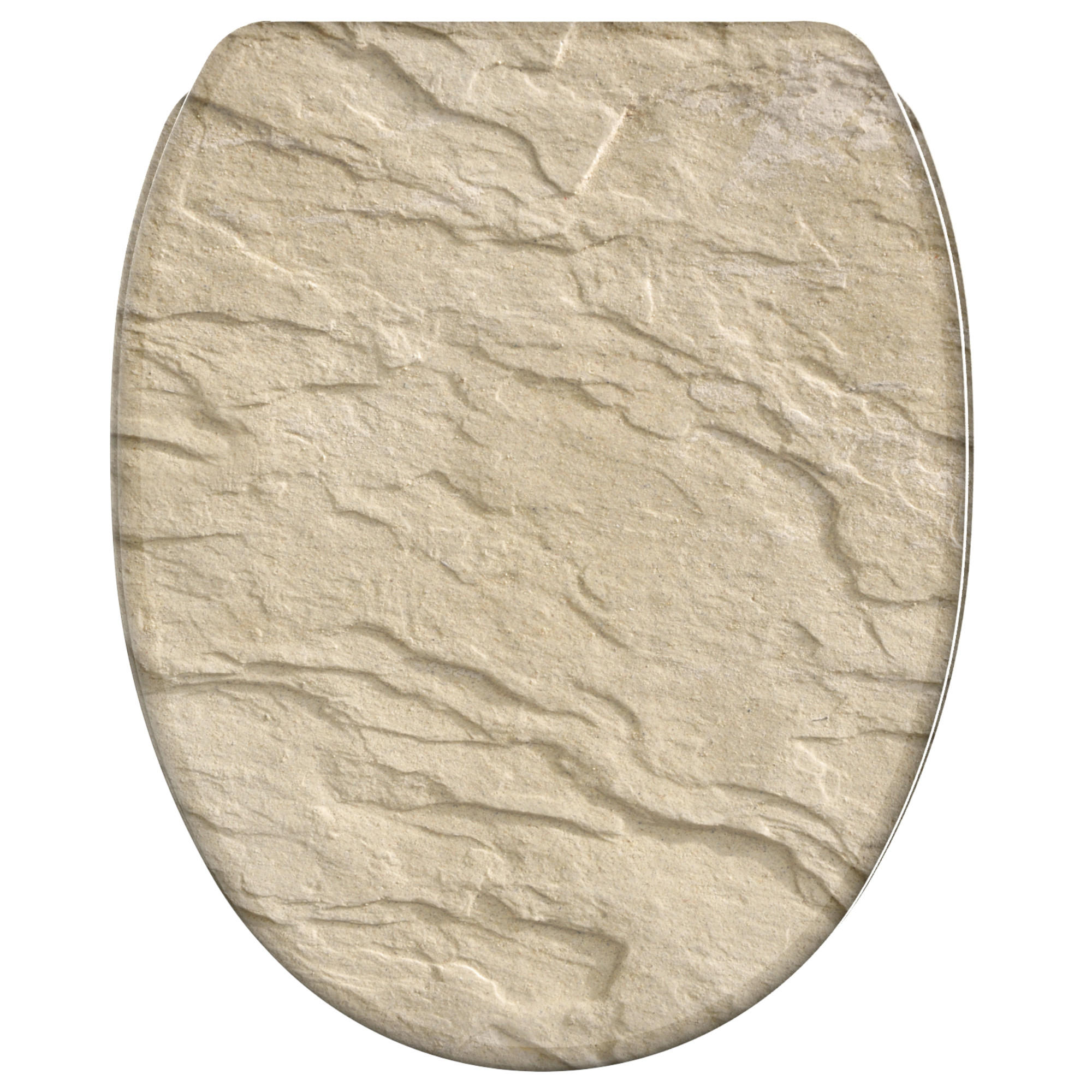WC-SITZ mit Absenkautomatik & Top Fix Sand Stone - Braun, Holzwerkstoff (37.7/5.5/48cm) - Sanilo