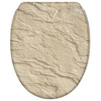 WC-SITZ mit Absenkautomatik & Top Fix Sand Stone - Braun, Holzwerkstoff (37.7/5.5/48cm) - Sanilo