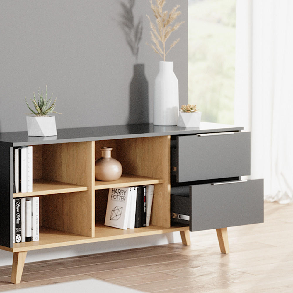 LOWBOARD Nautica Anthrazit 134 x 61 cm - Anthrazit, Holzwerkstoff (134/61/40cm) - Vicco