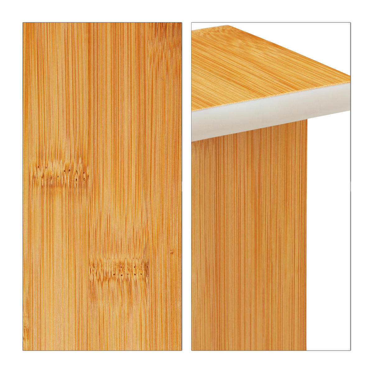 MONITORSTÄNDER Natur Bambus 2 Schubladen - Hellbraun, Holz (18/47/11.5cm) - Relaxdays