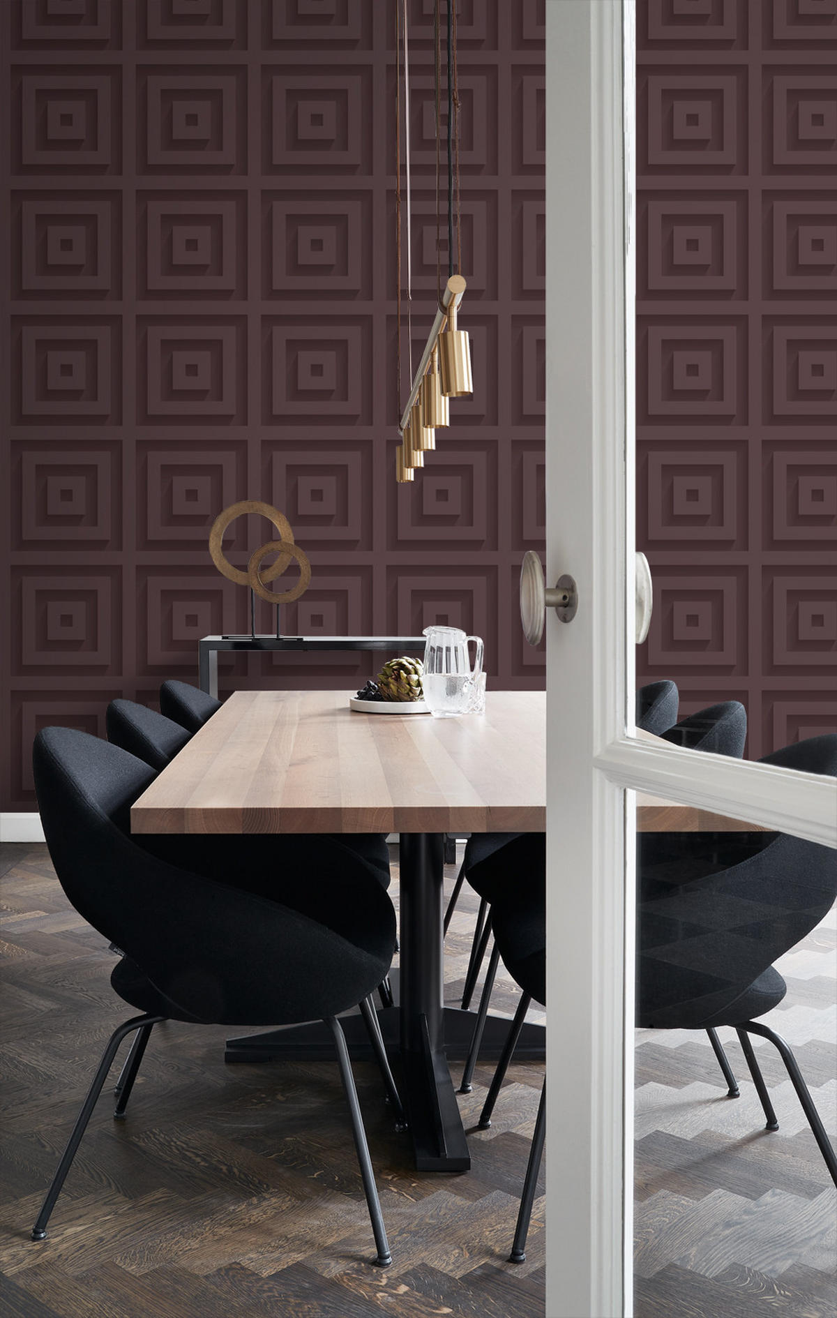 TAPETE 3D-Quadrate 50 x 900 cm - Braun, Papier (50/900cm) - Origin Wallcoverings