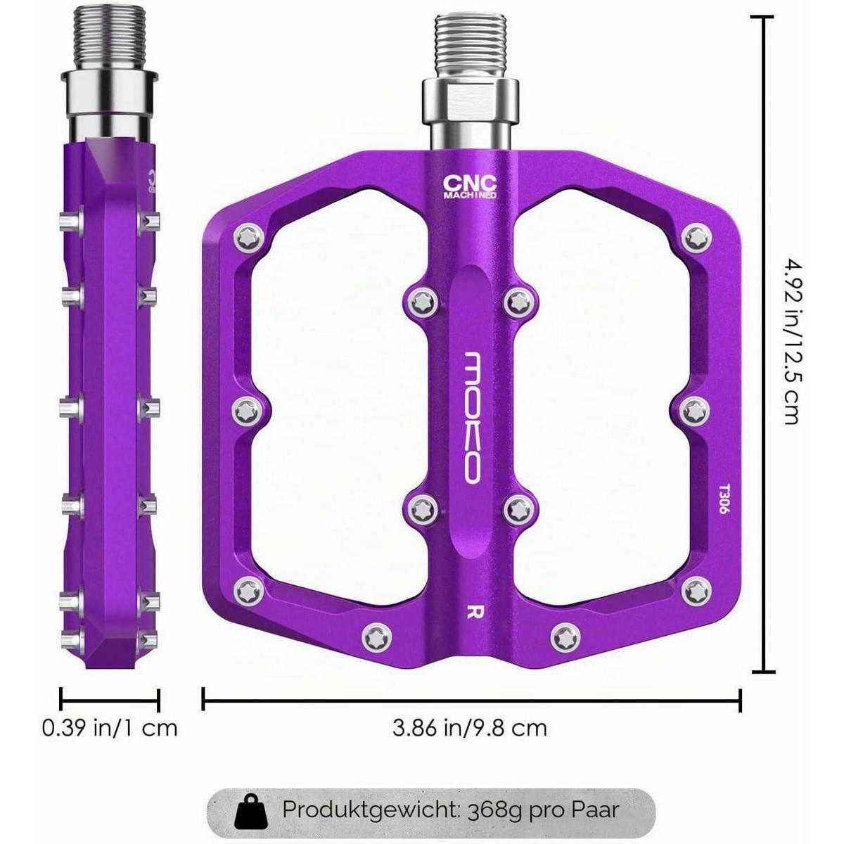 FAHRRADPEDALE MTB CNC-Aluminium Violett - Violett, Metall (98/1/125cm)