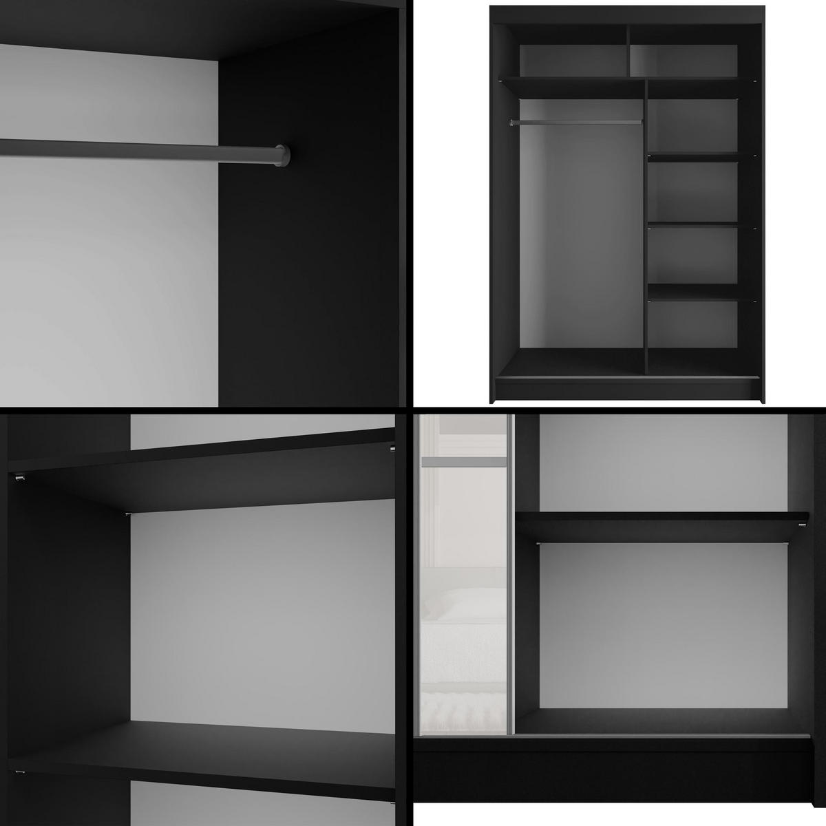 KLEIDERSCHRANK PEKA III - 120 cm - Schwarz|Weiß - Schwarz/Weiß, Holzwerkstoff (120/215/61cm) - ALTDECOR