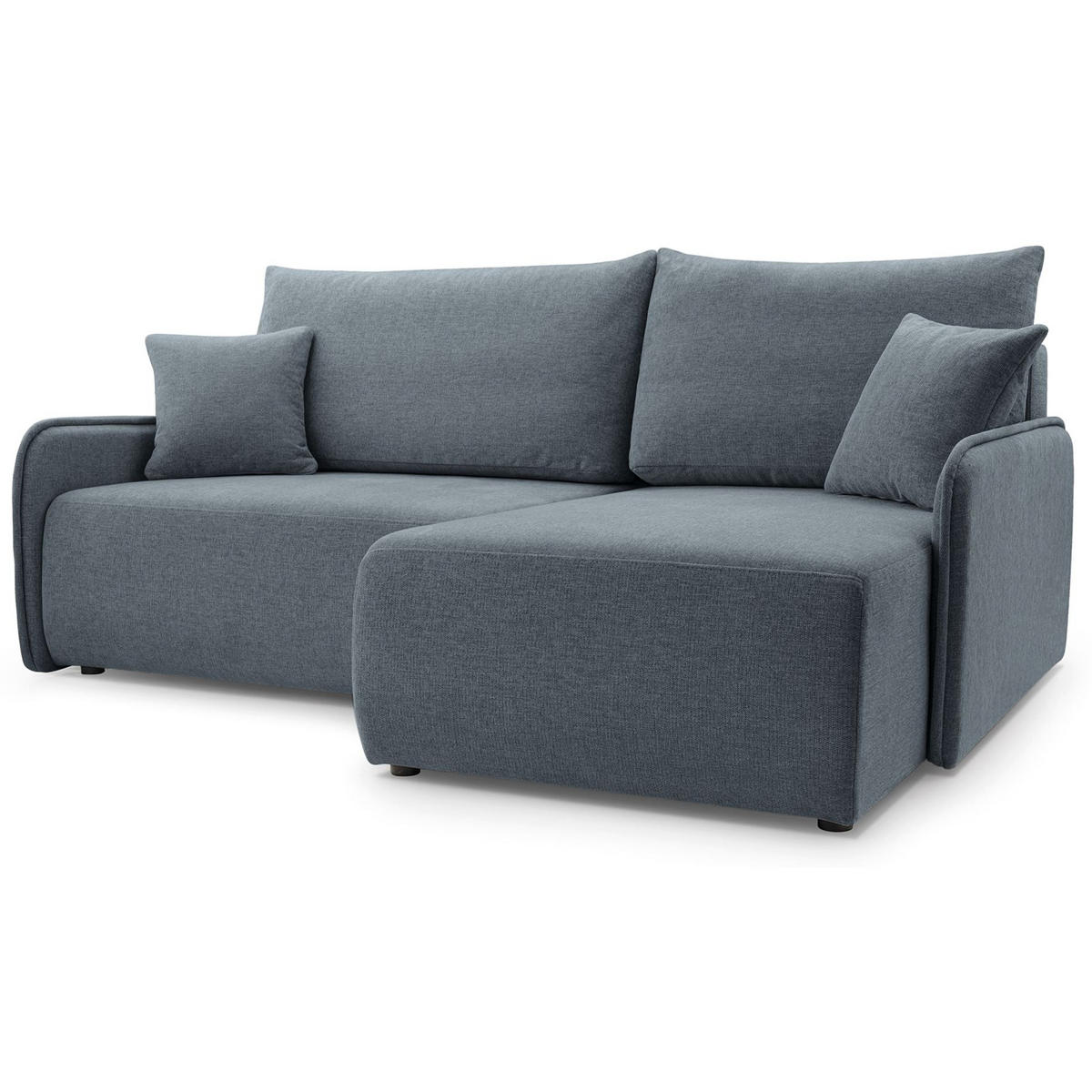 ECKSOFA Netarro, Dunkelgrau Chenille, rechtsseitig - Dunkelgrau/Schwarz, Kunststoff/Textil (147/198cm) - Selsey