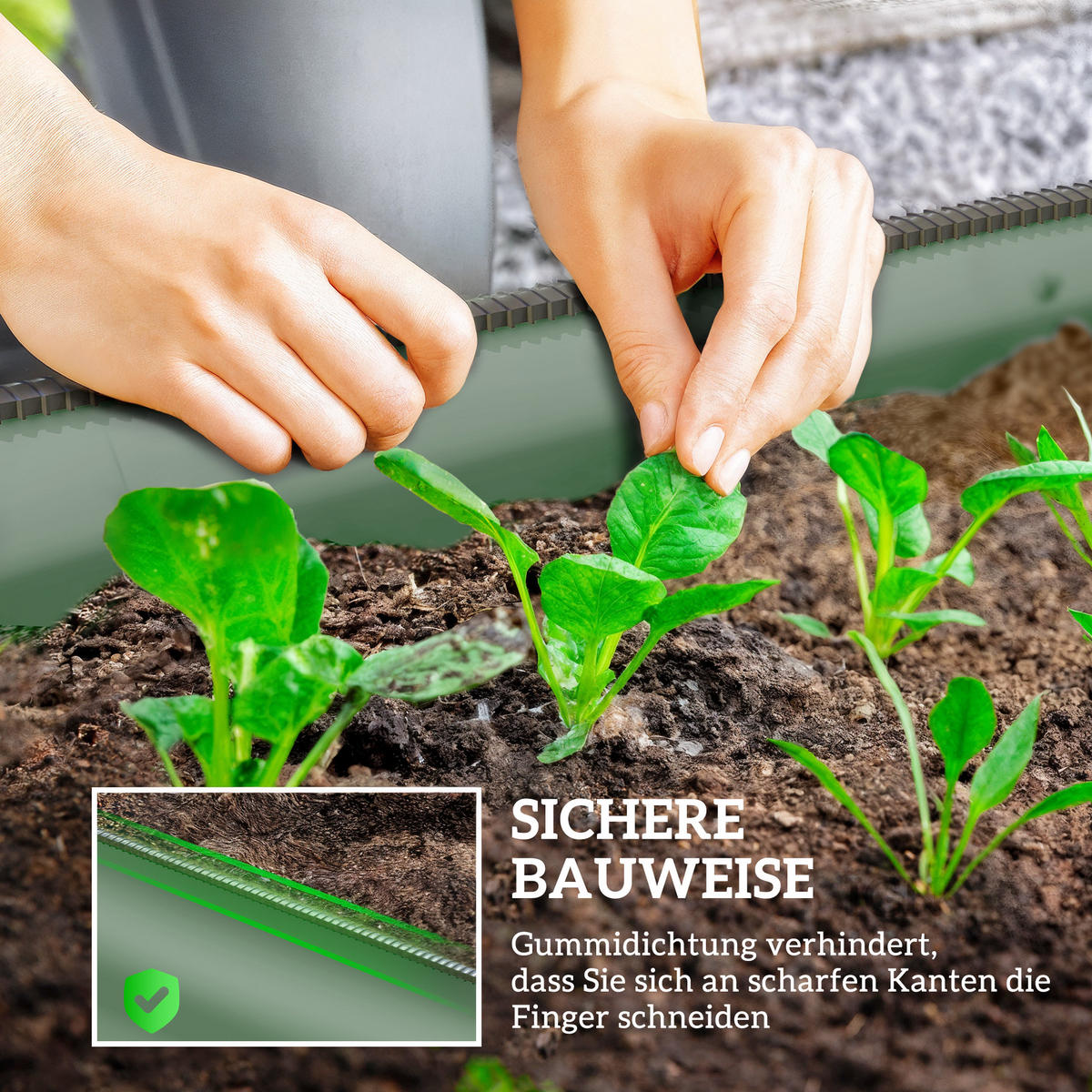 HOCHBEET Metall, Pflanzkasten, DIY Blumenkasten mit offenem Boden, Grün - Grün, Metall (62/30/150cm) - Outsunny