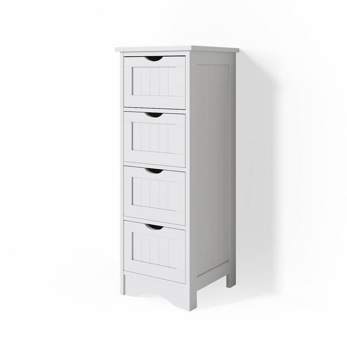 BADSCHRANK Bianco Weiß 30 x 81 cm - Weiß, Holzwerkstoff (30/81/30cm) - Vicco