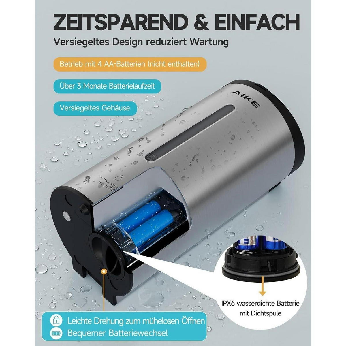 SEIFENSPENDER Wandmontage Edelstahl 750ml - Silberfarben, Metall (11/24/13cm)