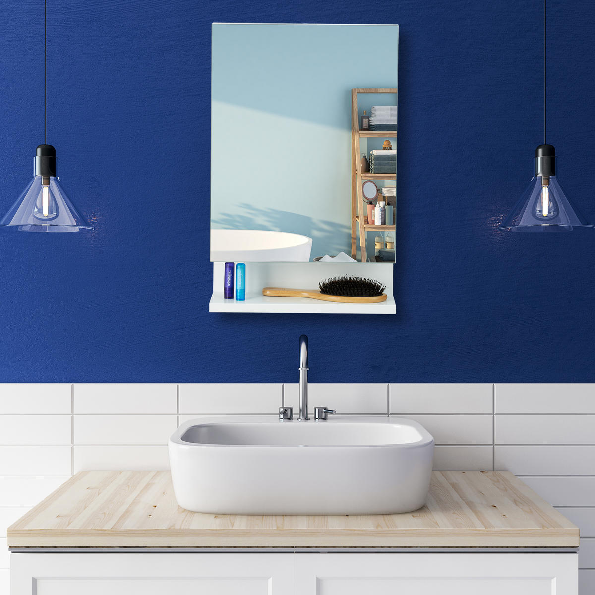 BADSPIEGELSCHRANK - Weiß, Glas/Metall (35/55/12cm) - Relaxdays