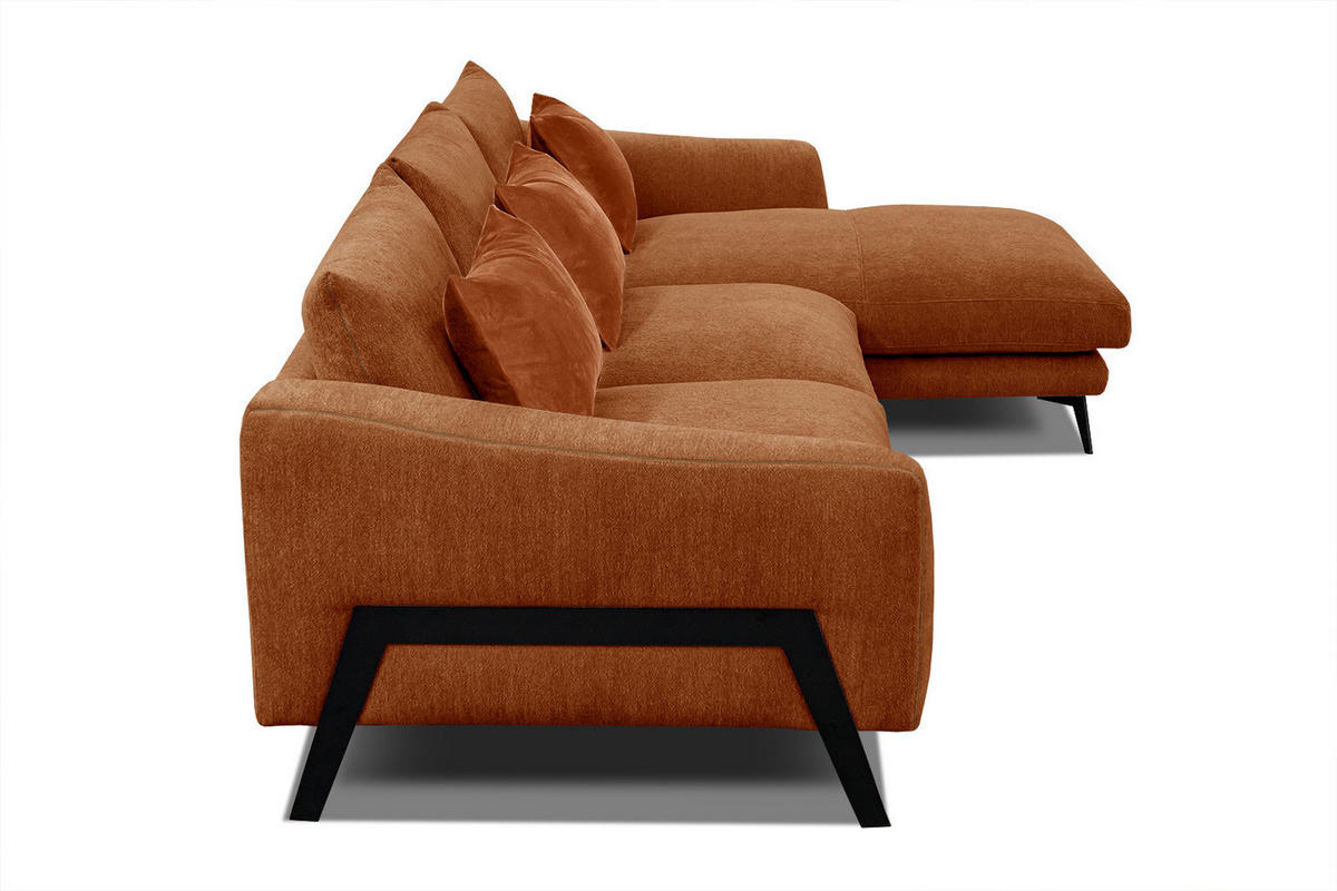 ECKSOFA WINTER 4-Sitzer, dunkelorange - Dunkelorange/Schwarz, Holzwerkstoff/Textil (293/172cm) - Courtois Laville