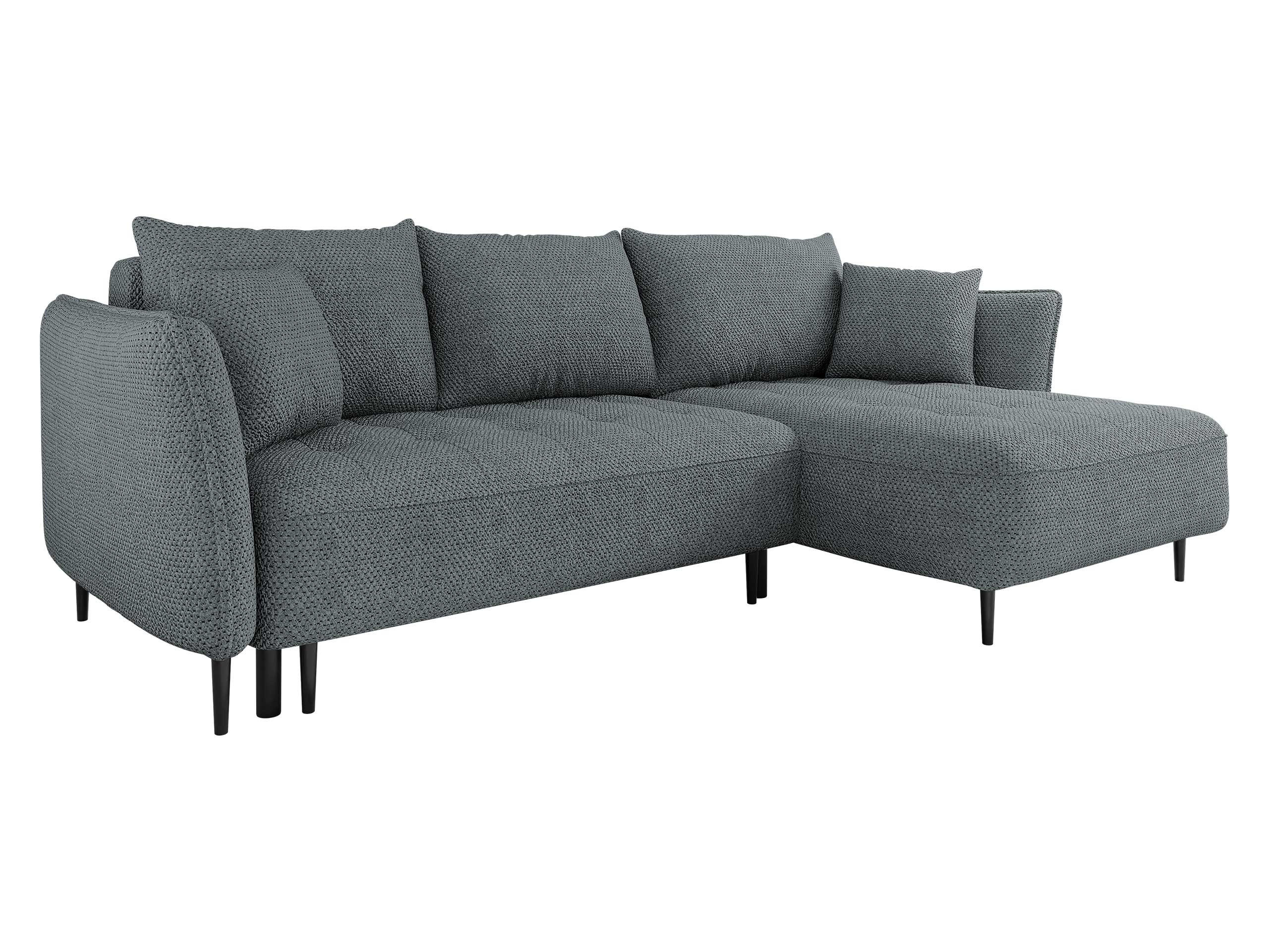 ECKSOFA Bari, Seite: Rechts - Dunkelgrau/Schwarz, Holz/Textil (276/158cm) - MIRJAN24