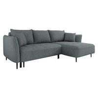 ECKSOFA Bari, Seite: Rechts - Dunkelgrau/Schwarz, Holz/Textil (276/158cm) - MIRJAN24