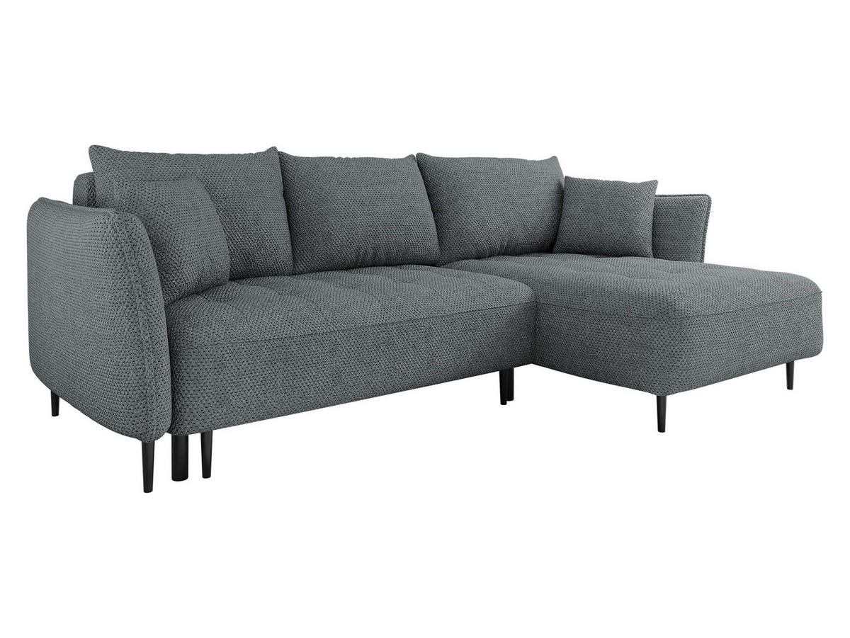 ECKSOFA Bari, Seite: Rechts - Dunkelgrau/Schwarz, Holz/Textil (276/158cm) - MIRJAN24