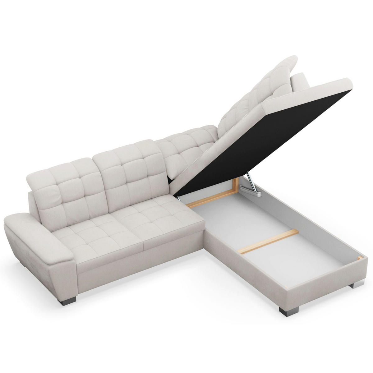 ECKSOFA Jamaal Creme rechtsseitig - Creme/Schwarz, Textil (212/258cm) - Selsey