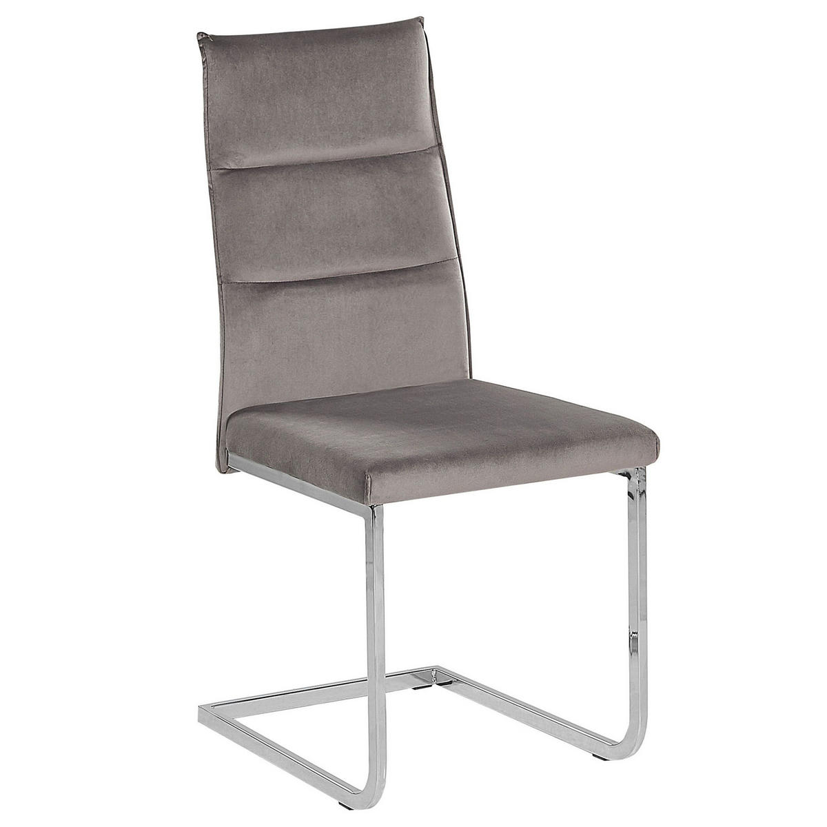ESSZIMMERSTUHL 2er-Set Samtstoff Grau Rockford - Grau, Textil/Metall (44/96/57cm) - Beliani