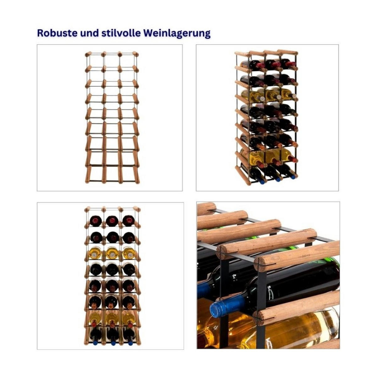 WEINREGAL Vinotega Mod Metal 82,5x32,5x24,5 cm 3x8 Flaschen Massives Kiefernholz Braun Geölt - Braun, Holz (32.5/82.5/24.5cm) - PROREGAL