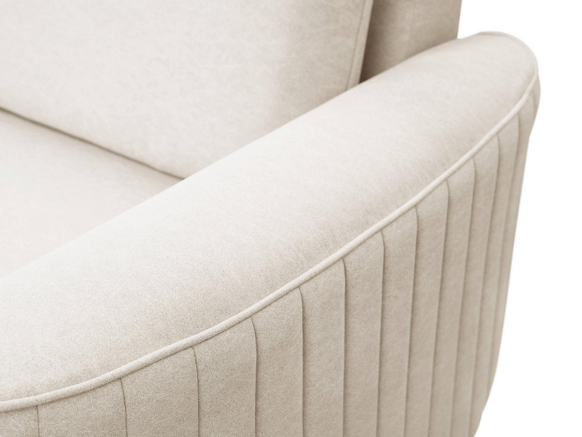 ECKSOFA VELA R-S Beige Velours-Stoff mit Schlaffunktion - Beige, Holz (251/251cm) - MASSENO