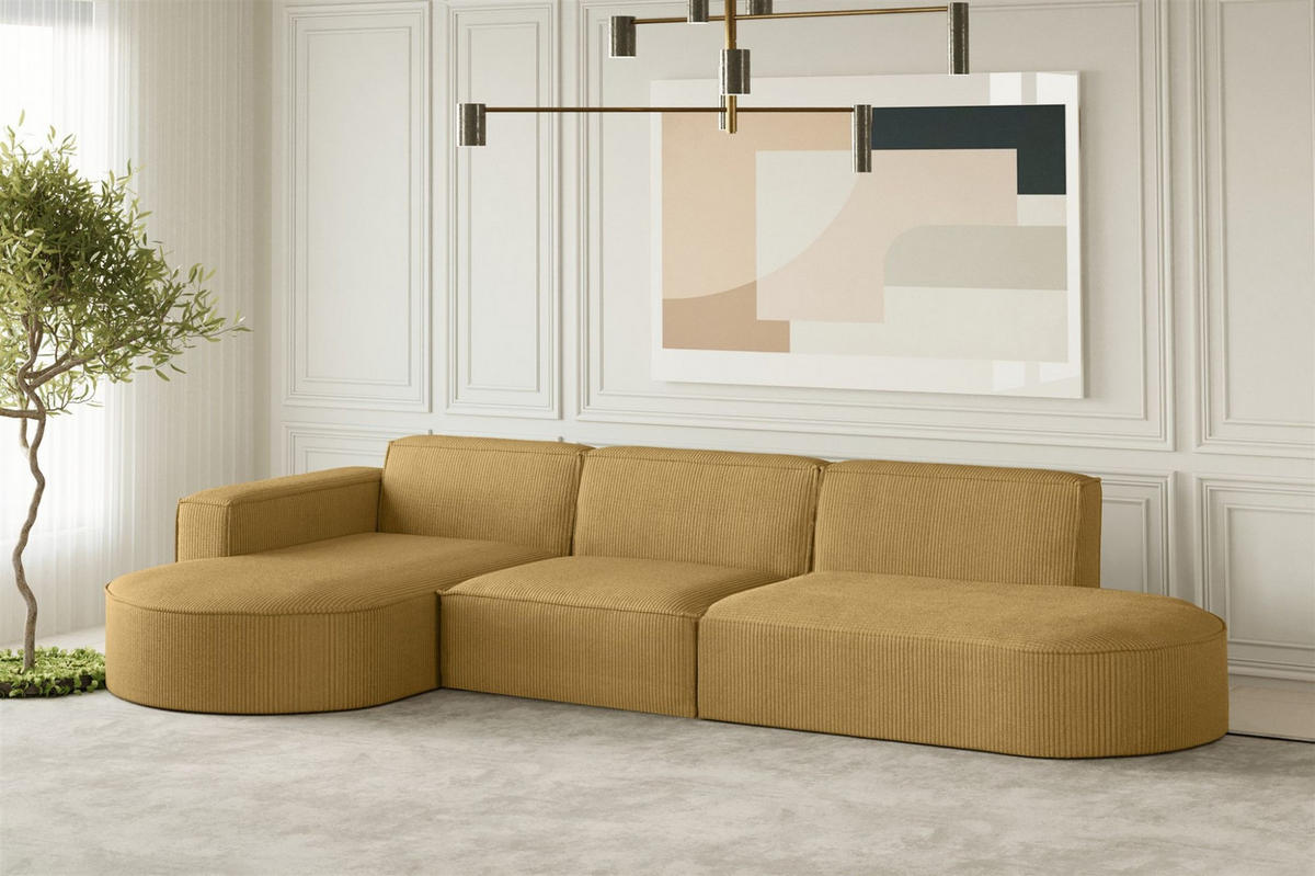 ECKSOFA Palma In Scala - Gelb, Holzwerkstoff/Textil (296/165cm) - Fun Möbel