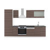 KÜCHENZEILE R-Line Edelgrau/Weiß 300 cm, AP Anthrazit - Braun/Weiß, Holzwerkstoff (300/81.6/60cm) - Vicco