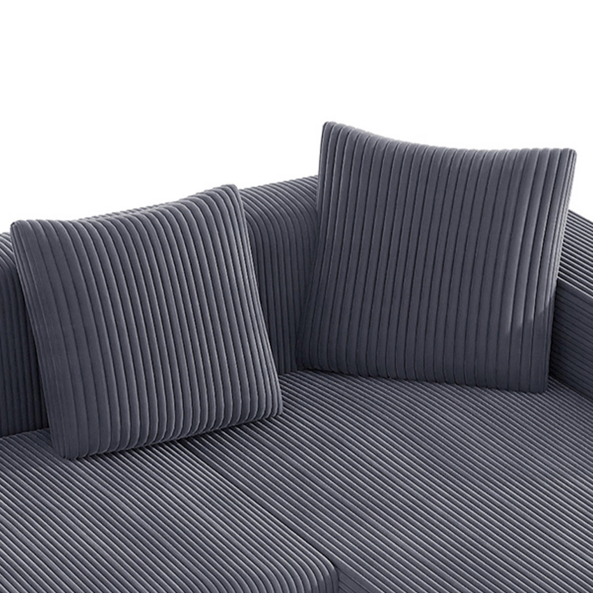 ECKSOFA 4-Sitzer Cord Grau mit Kissen - Grau, Textil (261/146cm) - WISHDOR