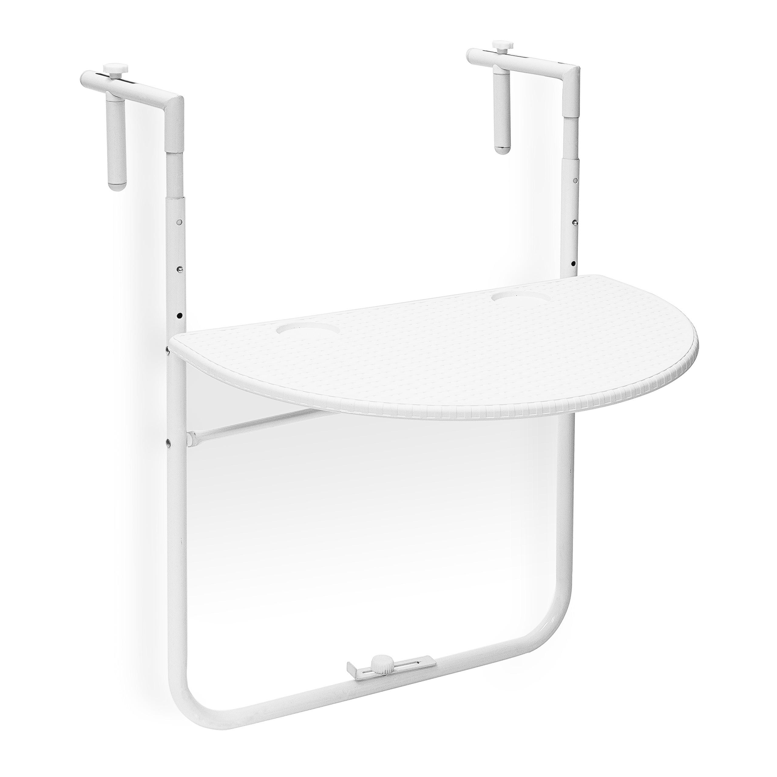 BALKONHÄNGETISCH - Weiß, Kunststoff/Metall (63/60/84cm) - Relaxdays