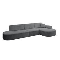 ECKSOFA Ottomane Rechts MARI-L2 - 317x163x73,5 cm Dunkelgrau Cord - Dunkelgrau/Schwarz, Holzwerkstoff/Kunststoff (317/163cm) - ALTDECOR