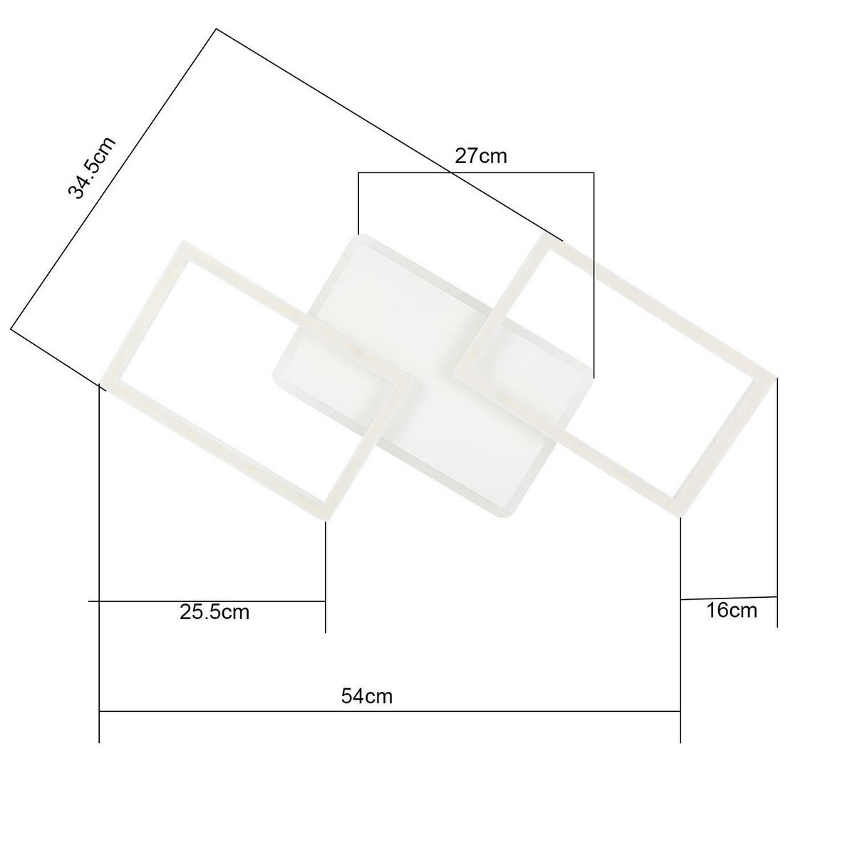 LED-DECKENLEUCHTE Marco 54/35/6 cm - Weiß, Metall (54/35/6cm) - Nettlife