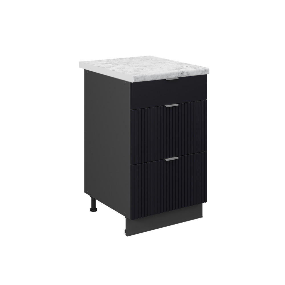 KÖKSUNDERSKÅP Fame-Line, Svart randig/antracit, 50 cm, AP Marble Svart, Antracit 82/50/60 cm