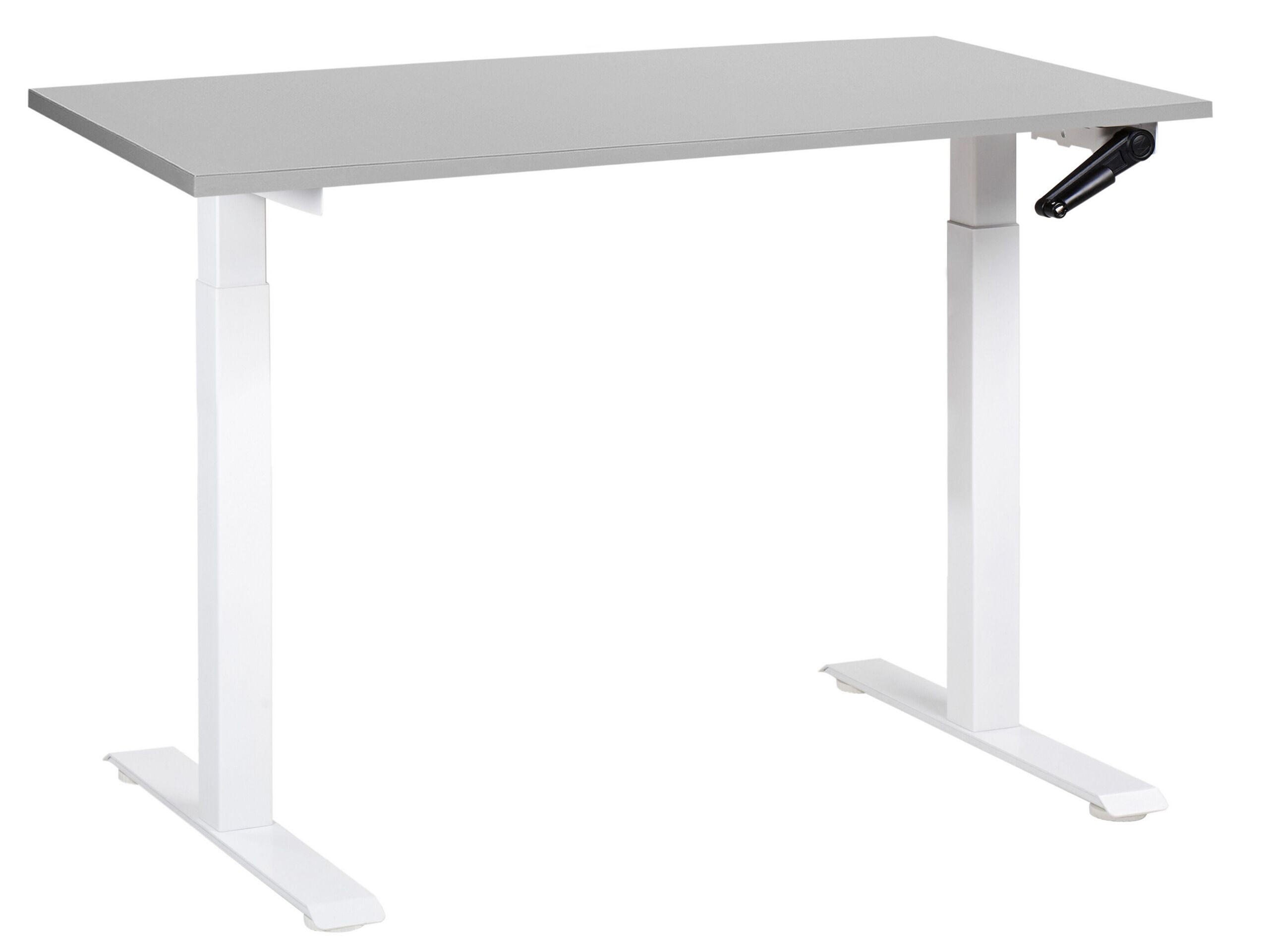 SCHREIBTISCH grauweiß 120/72 cm manuell höhenverstellbar Destin III - Weiß/Grau, Holz (72/120/74cm) - Beliani