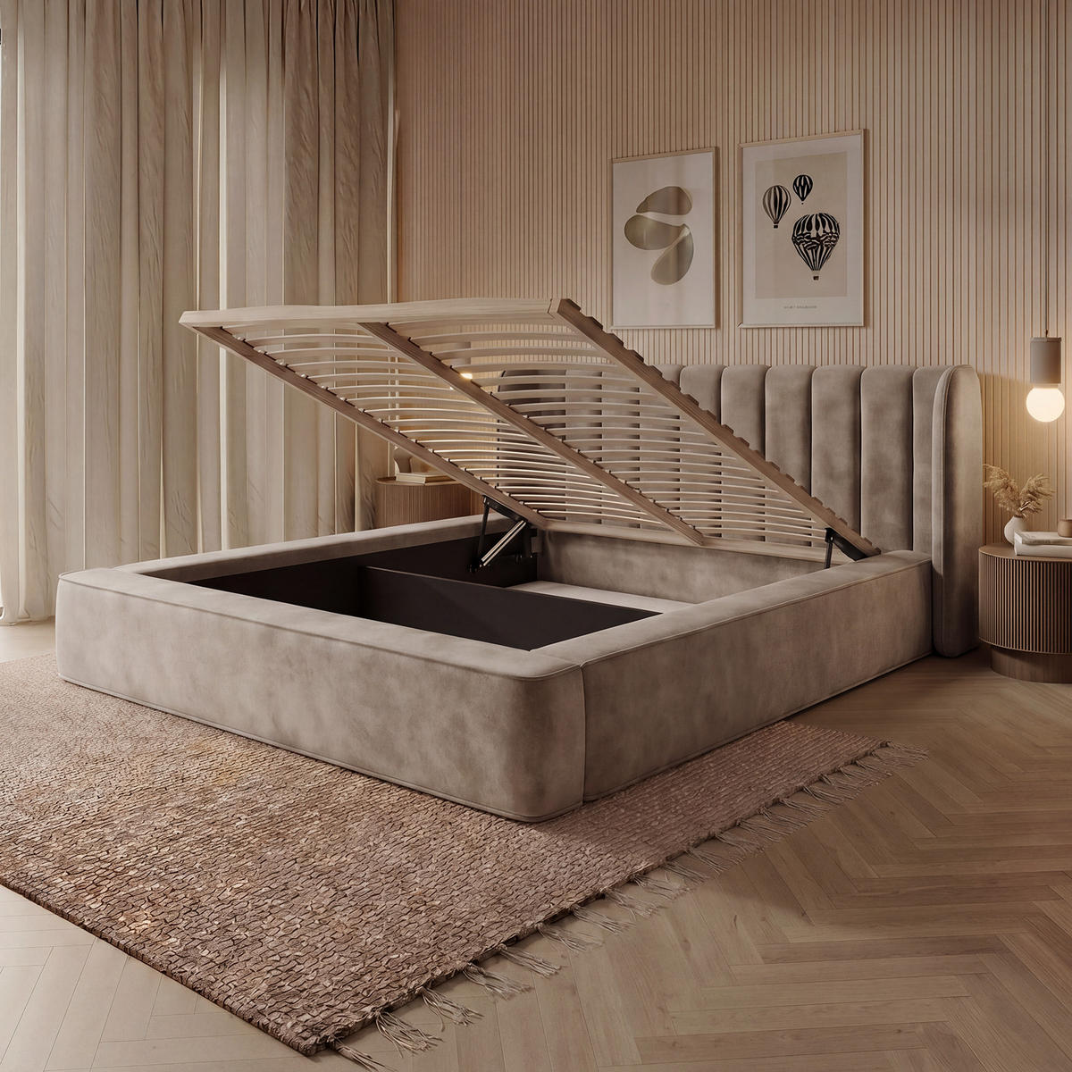POLSTERBETT GONDO 160x200 cm, Hellbraun - Braun, Textil (200/160cm) - Fedve