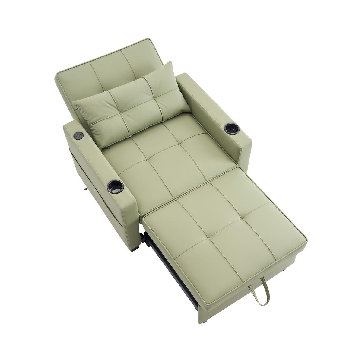 SCHLAFSESSEL DE-35007 3-in-1 mit USB und Getränkehaltern Grün - Grün, Metall (87/84/74cm) - ComfortXL