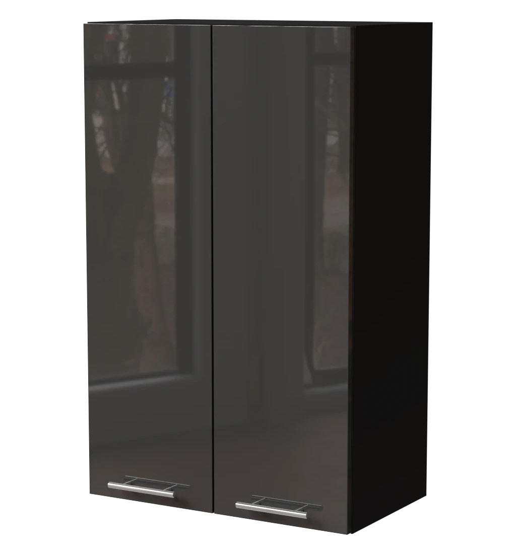 KÜCHENHÄNGESCHRANK Essen W4/60 Graphit Hochglanz / Schwarz Matt 60 / 32,5 / 96cm - Schwarz/Graphitfarben, Holz/Holzwerkstoff (60/96/32.5cm) - Feldmann-Wohnen