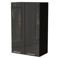 KÜCHENHÄNGESCHRANK Essen W4/60 Graphit Hochglanz / Schwarz Matt 60 / 32,5 / 96cm - Schwarz/Graphitfarben, Holz/Holzwerkstoff (60/96/32.5cm) - Feldmann-Wohnen