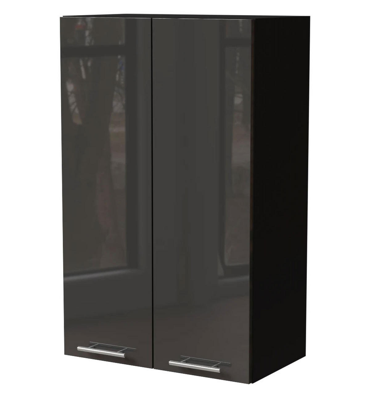 KÜCHENHÄNGESCHRANK Essen W4/60 Graphit Hochglanz / Schwarz Matt 60 / 32,5 / 96cm - Schwarz/Graphitfarben, Holz/Holzwerkstoff (60/96/32.5cm) - Feldmann-Wohnen