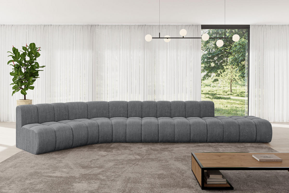 ECKSOFA modulares Sofa Brilo-L2 - 471x174x70 cm Dunkelgrau - Dunkelgrau, Holzwerkstoff/Textil (471/174cm) - ALTDECOR