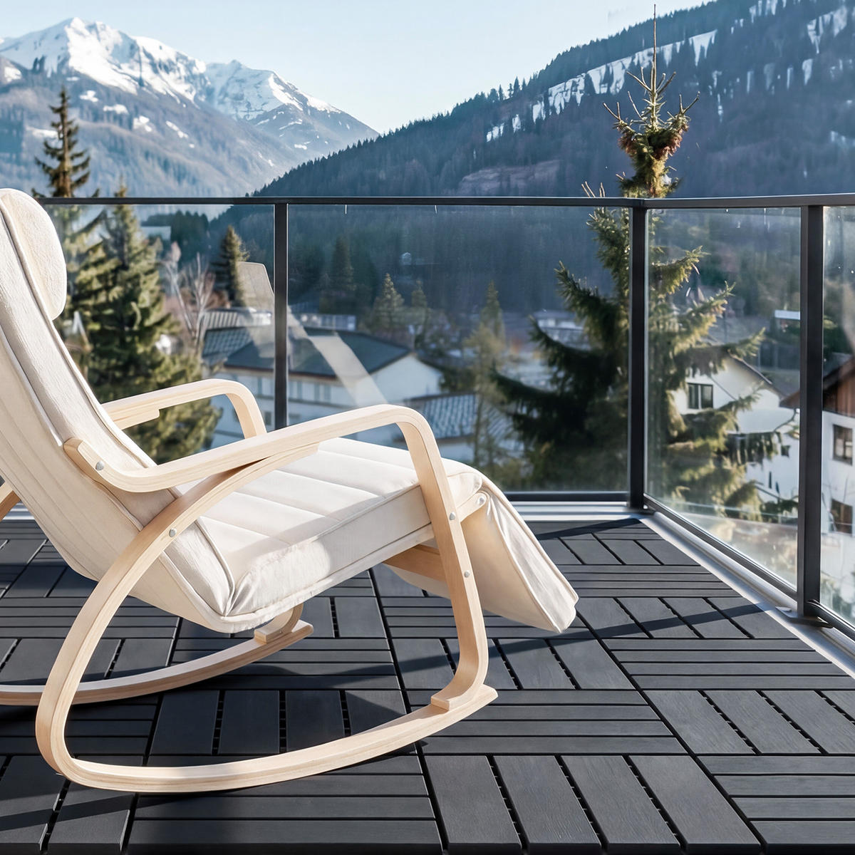 TERRASSENFLIESEN 15 Stück Grau 30.5x2x30.5 cm - Grau, Kunststoff (30.5/30.5/2cm) - SoBuy