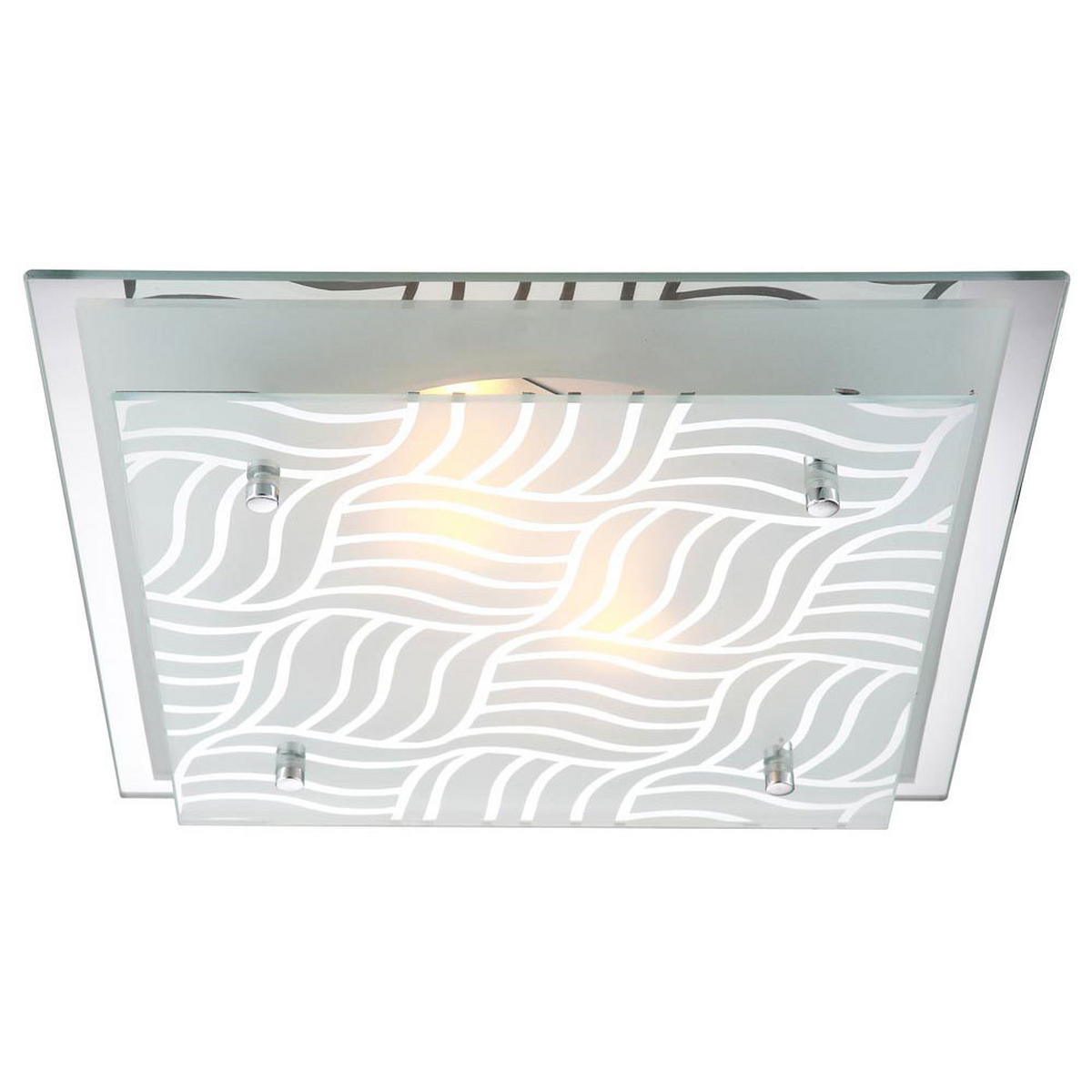LED DECKENLEUCHTE Metall Chrom Silber - Silberfarben, Glas (35.5/35.5/8.5cm) - Globo Lighting