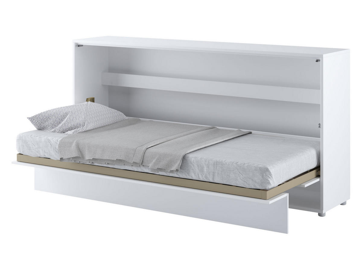 SCHRANKBETT Bed-Concept BC-06 90x200 mit LED-Lampe und LED Beleuchtung - Weiß Hochglanz/Grau, Holz/Holzwerkstoff (90/200cm) - MIRJAN24