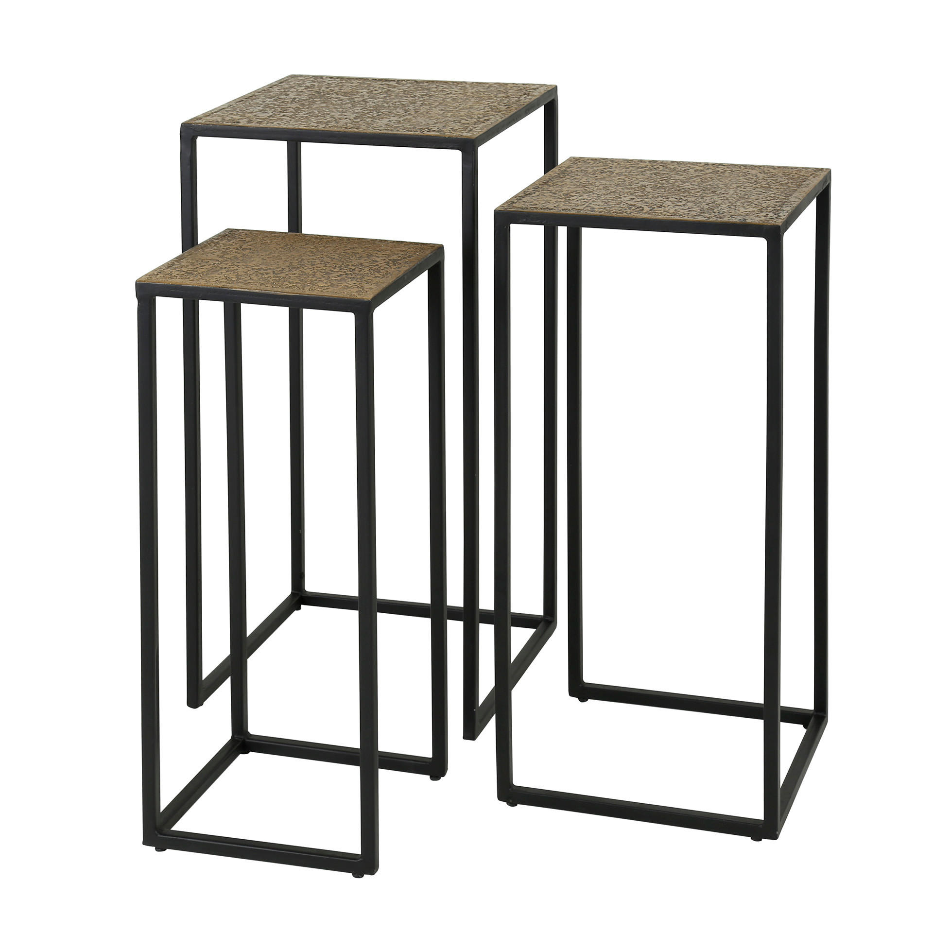 BLUMENSÄULE Eisengrau 35/35/70 cm 3er-Set - Grau, Metall (35/35/70cm) - Hoyz Collection