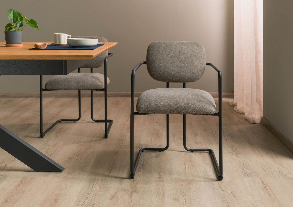 STUHL 100% Polyester 51 x 58 x 78 cm hellbraun POLSTERSTÜHLE - Braun, Kunststoff (51/78/58cm) - Massivmoebel24