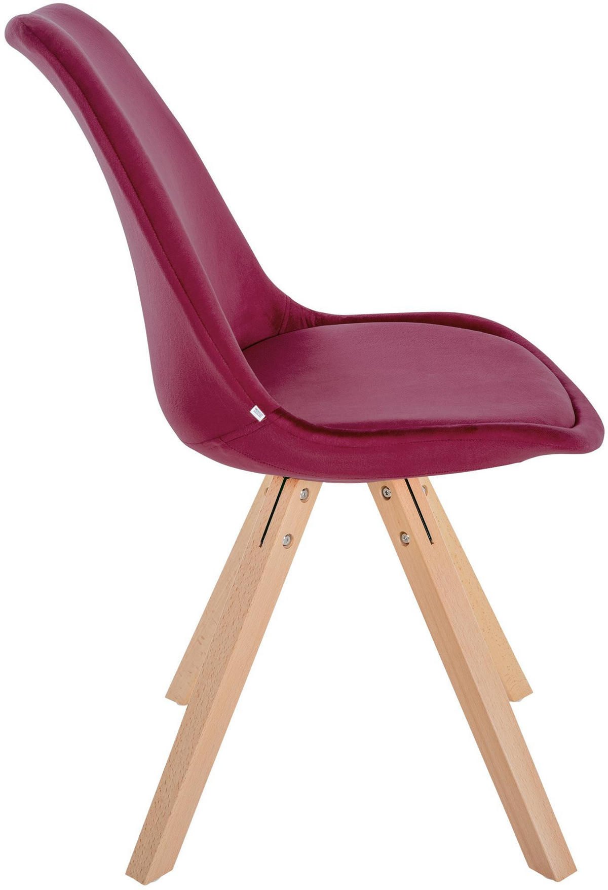 STUHL 4er Set Samt bordeauxrot - Bordeaux/Naturfarben, Holz/Textil (48/81/54cm) - CLP