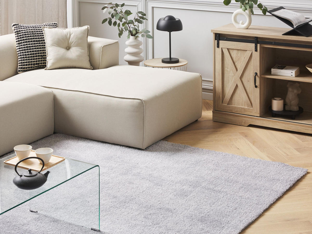 SHAGGY-TEPPICH Demre 200/140 cm - Grau, Kunststoff (140/200cm) - Beliani