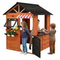 KINDERSPIELHAUS aus Tannenholz massiv 134 x 134 x 156,5 cm Braun - Braun, Holz (134/156.5/134cm) - Joyz