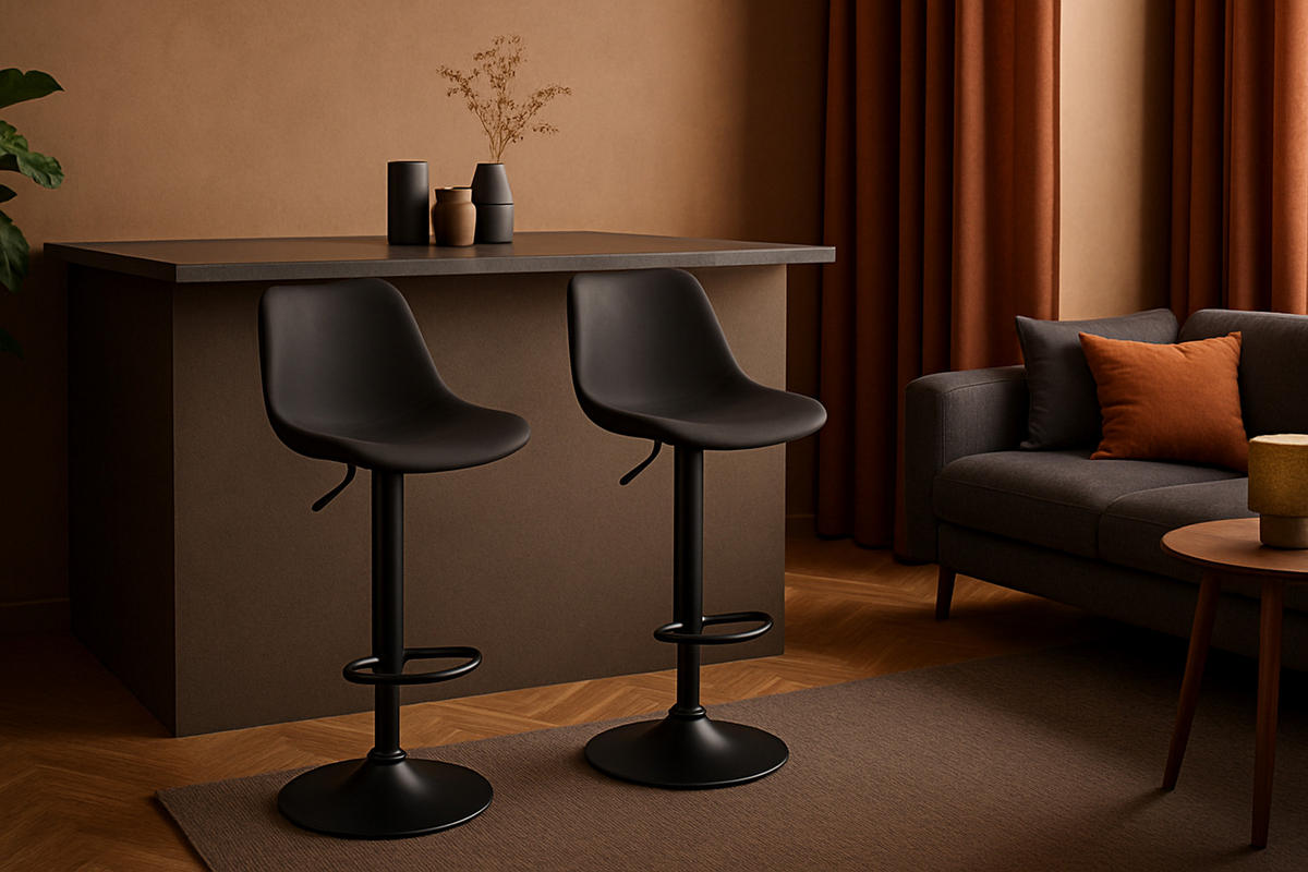 BARHOCKER 2er Set Lotus Samt schwarz - Schwarz, Textil/Metall (43/103/49cm) - TPFLiving