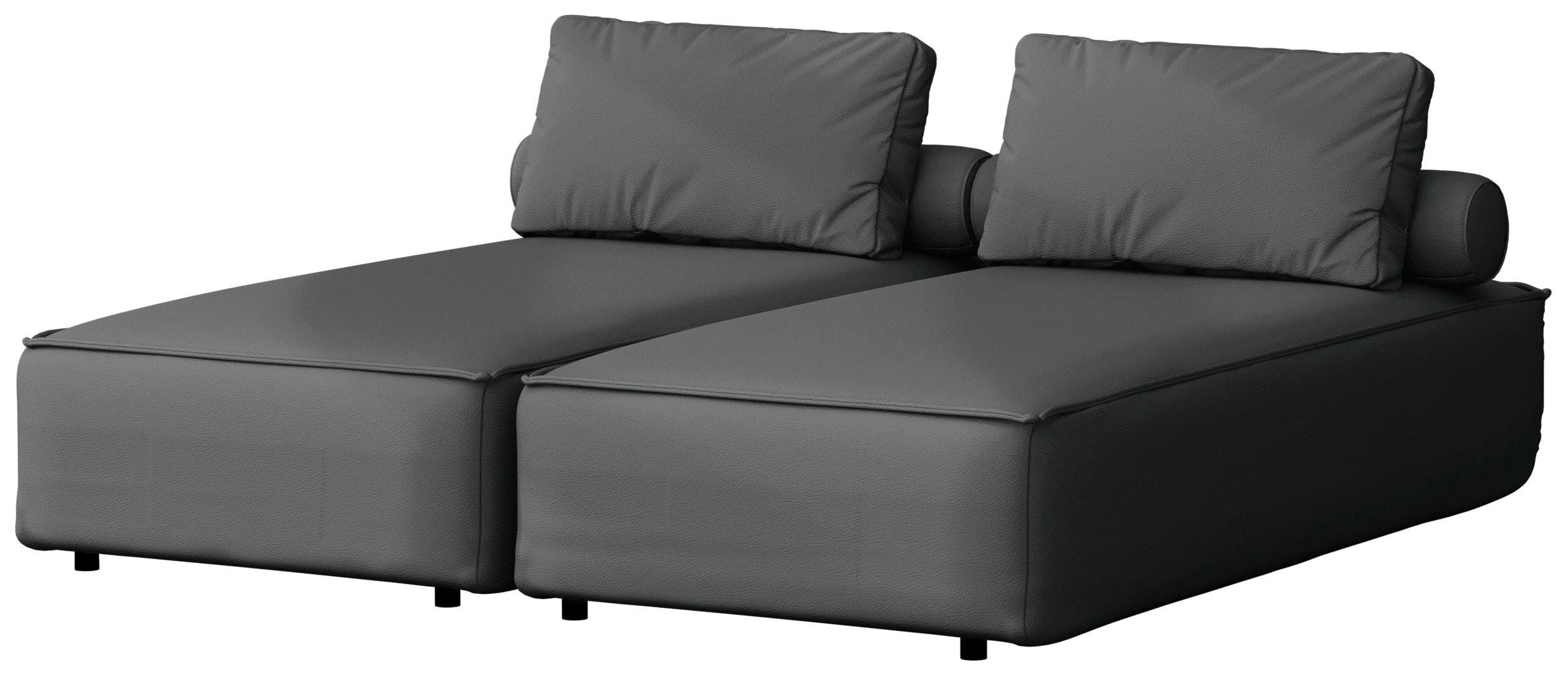 GARTENLIEGE Lorento 2er-Set Outdoor Polster-Doppellliege, Dunkelgrau Kunstleder 184/73/195 cm - Dunkelgrau, Textil (92/73/195cm) - WFL GROUP
