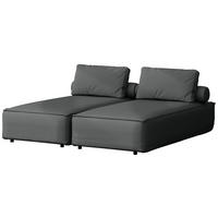 GARTENLIEGE Lorento 2er-Set Outdoor Polster-Doppellliege, Dunkelgrau Kunstleder 184/73/195 cm - Dunkelgrau, Textil (92/73/195cm) - WFL GROUP