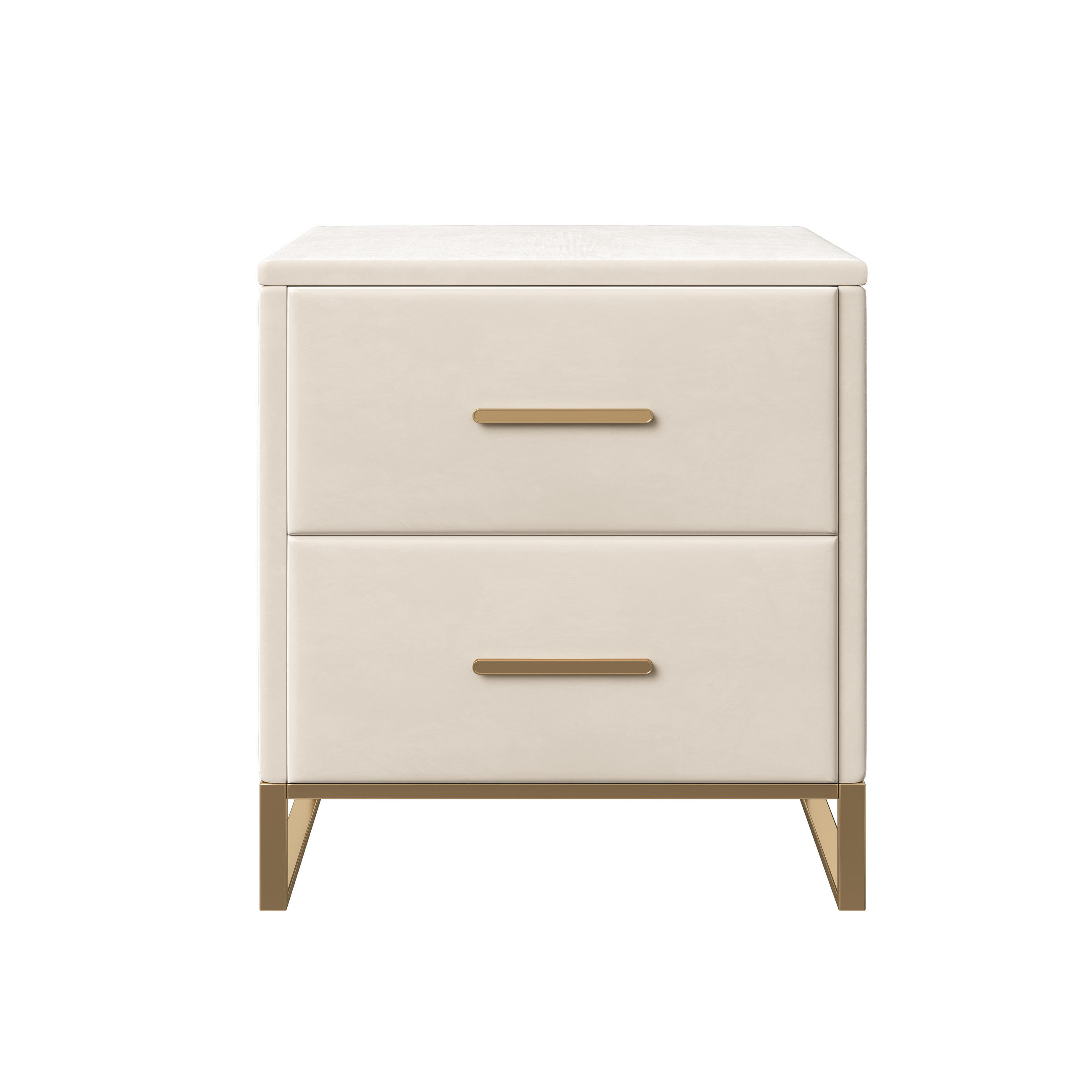 NACHTTISCH 2er Set mit 2 Schubladen, Samtbezug und Metallbeinen für Schlafzimmer - Beige, Textil (40/50/40cm) - PARAFTA HOME
