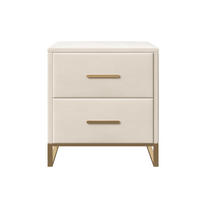 NACHTTISCH 2er Set mit 2 Schubladen, Samtbezug und Metallbeinen für Schlafzimmer - Beige, Textil (40/50/40cm) - PARAFTA HOME
