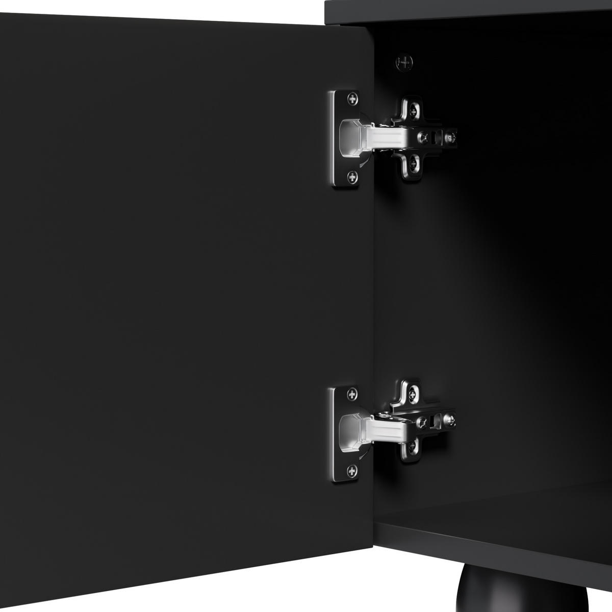 LOWBOARD 180/40/42 cm aus Holzwerkstoff mit Massivholzbeinen Schwarz - Schwarz, Holzwerkstoff (180/42/40cm) - Modenvie