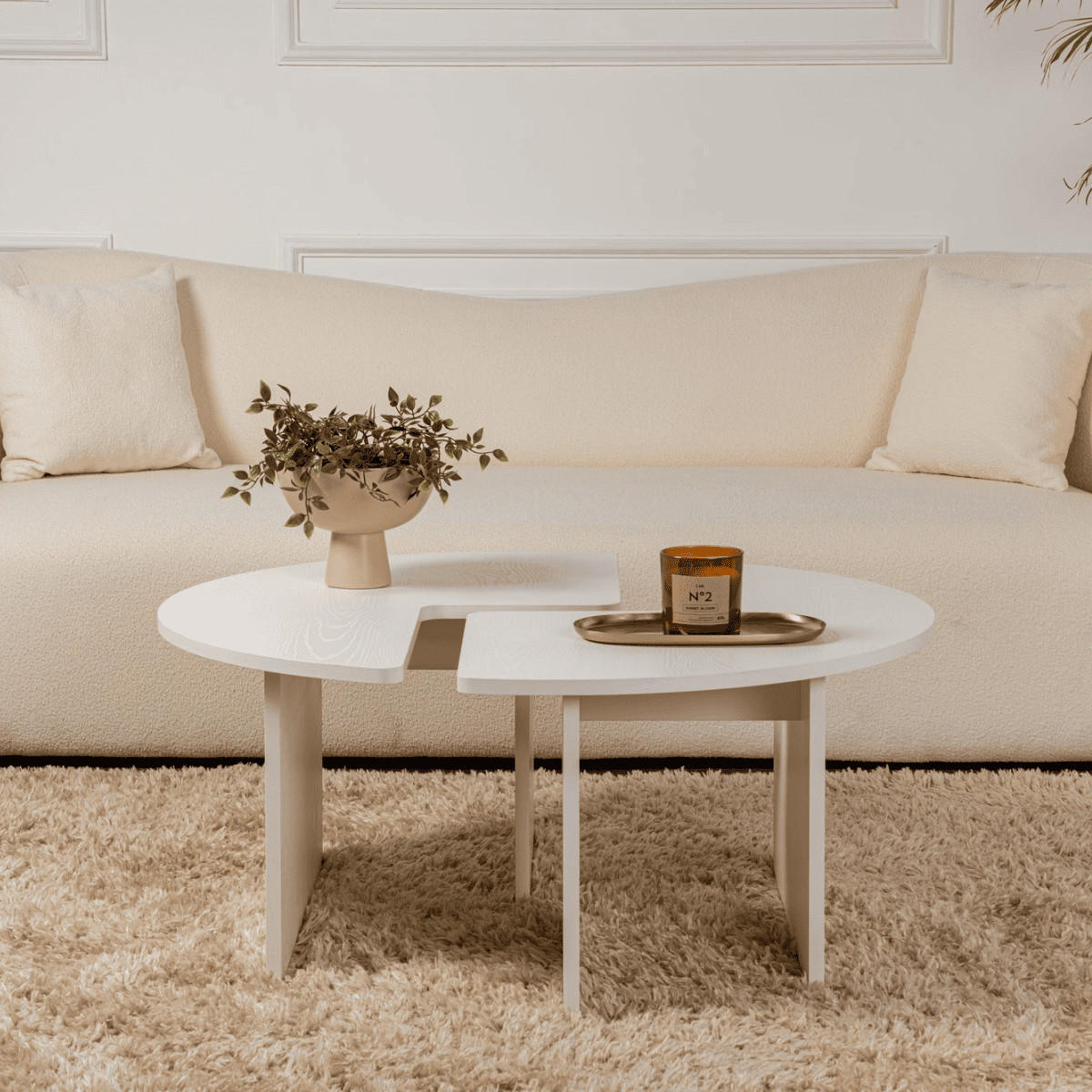COUCHTISCH (2er-Set) moira 90/90/41 cm - Weiß, Holzwerkstoff (90/90/41cm) - Calicosy